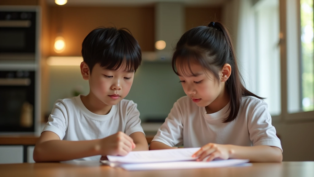 Parent and student reviewing school information together at kitchen table